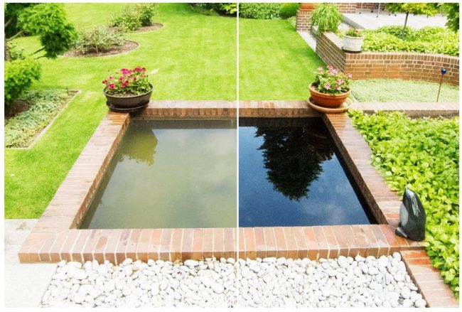 Before and after the application of Dyofix Pond Black